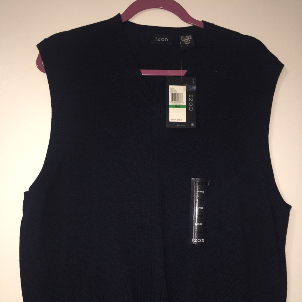 Izod Navy Sweater Vest in Mens Size L, NEW